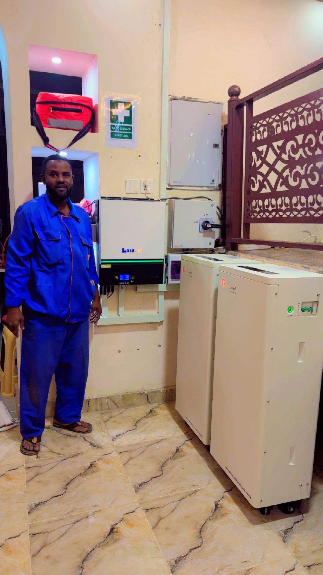 SET technician with indoor storage equipment