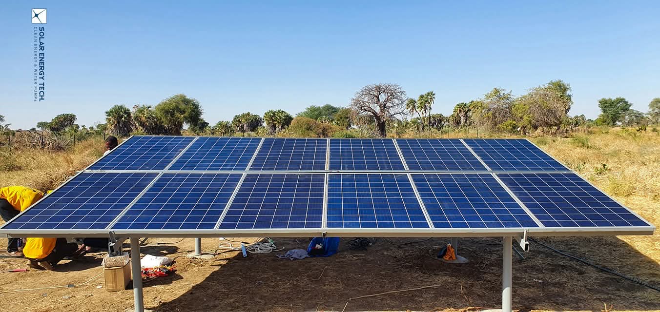 SET field team assembling solar panel structures